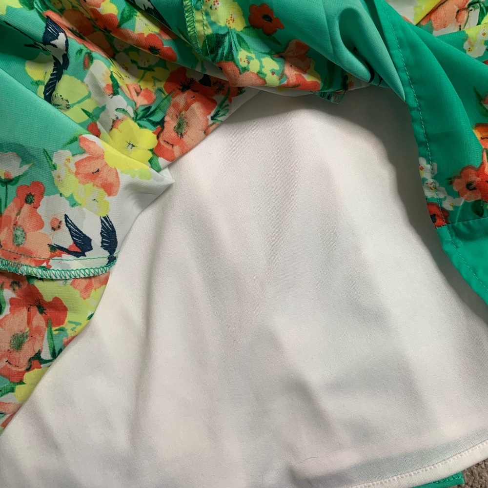 Dress barn green floral bird printed sleeveless Easter dress - Picture 8 of 14